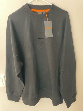 Hugo Boss We_Heavy Pullover Sweatshirt Embossed Logo Black Men’s Sz XL $159 NWT